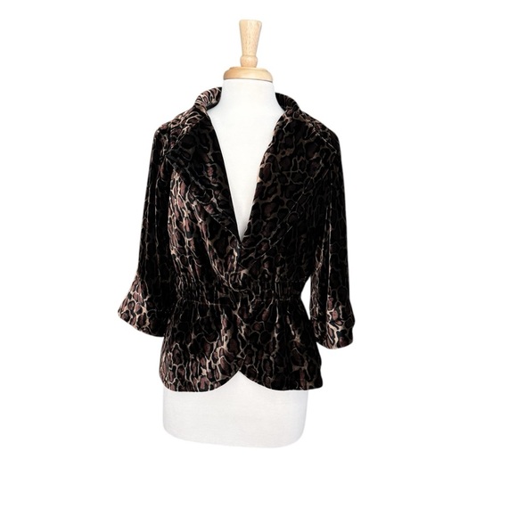Manuys Elegant Brown and Black Velvet Vest with Peplum Style Size Medium - Picture 1 of 10